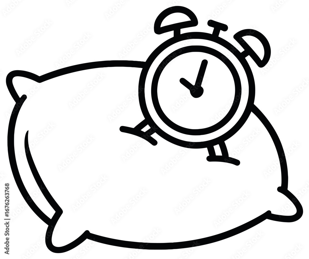 Sleep and relax linear icon set. featuring pillow and alarm clock symbols Sleep and relax linear icon set. featuring pillow and alarm clock symbols