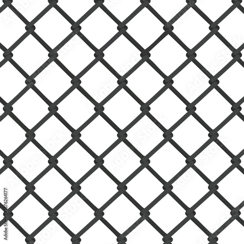 Chain link fence pattern seamless black metal wire mesh background texture vector illustration for security and enclosure design 
