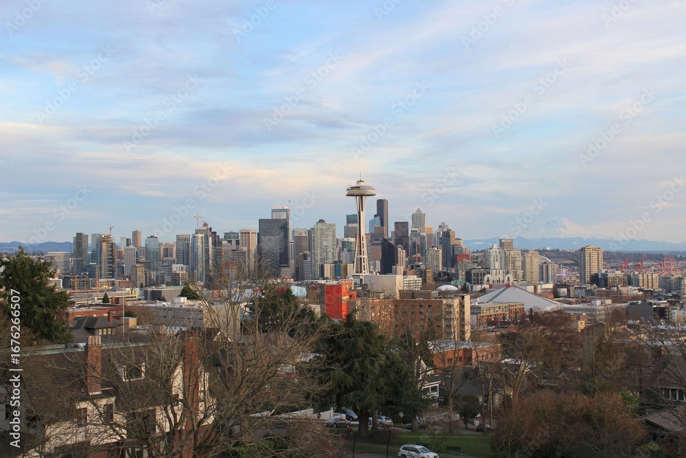 Obraz premium Iconic Vista of Seattle, Washington at Sunset