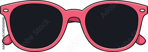 Pink sunglasses with black lenses vector illustration summer accessory eyewear fashion beach style 