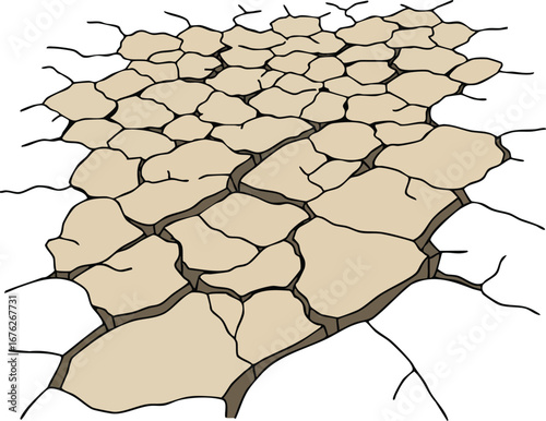 Cracked dry earth ground texture vector illustration showing drought and arid soil conditions natural pattern 