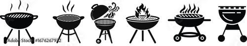 Transparent PNG available
BBQ Grill icon set.Portable grill camping vacation outline icon.outline vector sign, linear style pictogram isolated on white. Bbq symbol, logo illustration. Editable stroke.