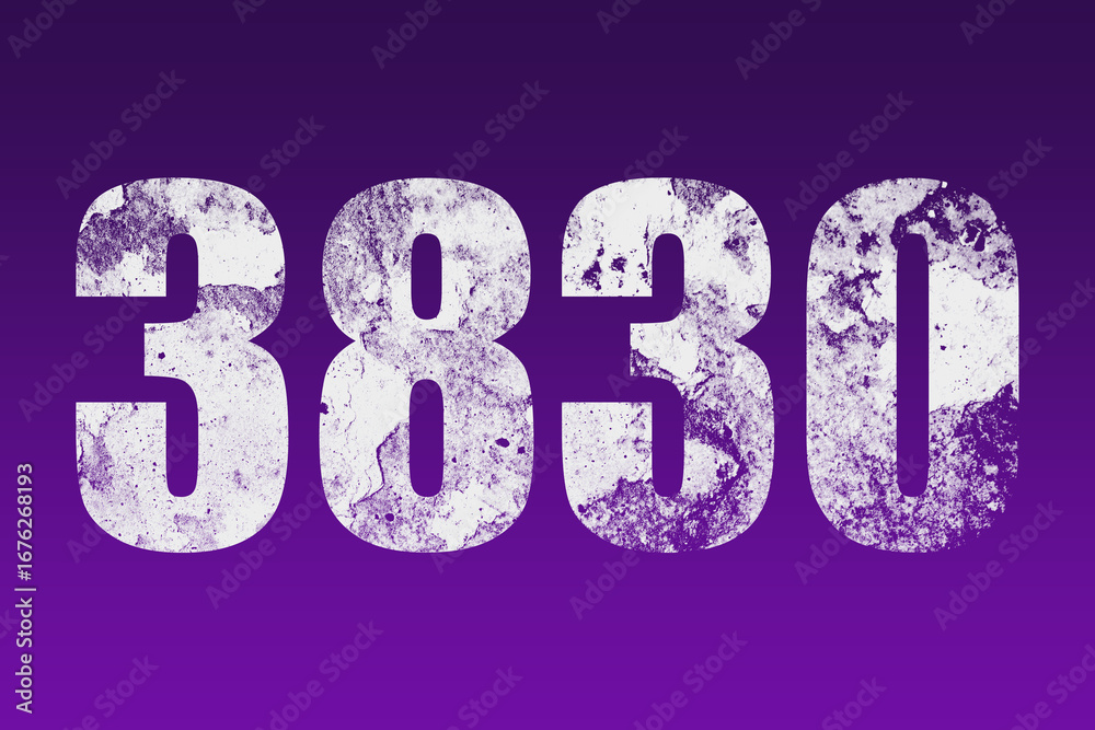 flat white grunge number of 3830 on purple background. flat white grunge number of 3830 on purple background.