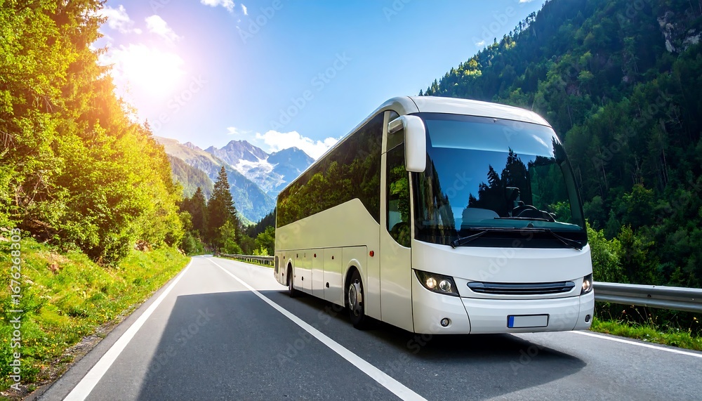 Fototapeta premium Scenic bus trip through mountains (1)