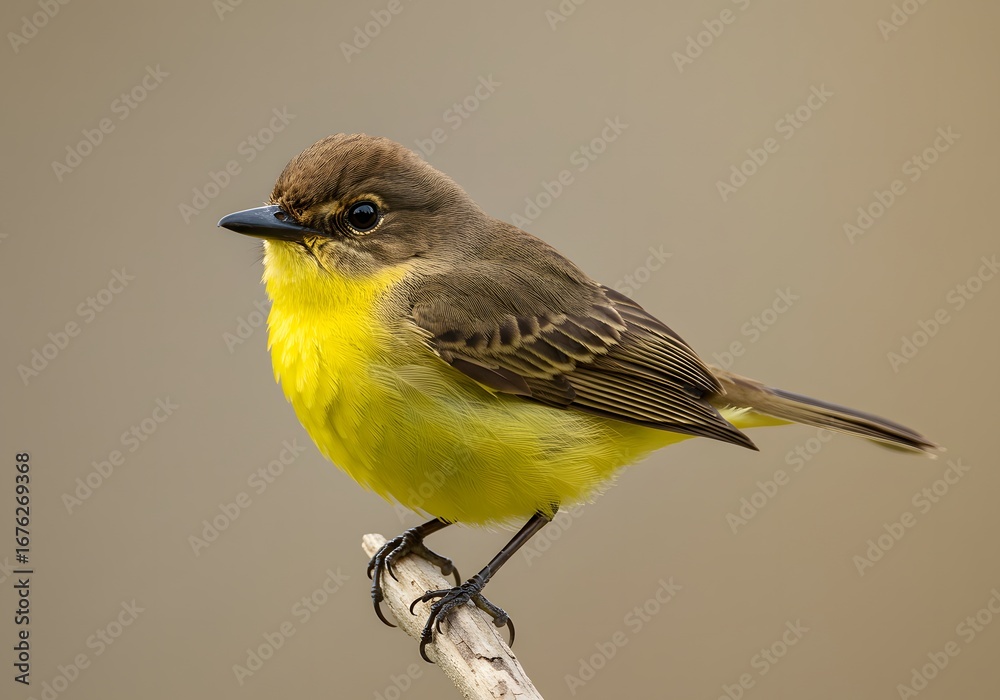 Obraz premium Vibrant Flycatcher Perched on Branch: A stunning portrayal of a vibrant flycatcher amidst nature, its vivid hues and delicate form in exquisite detail.