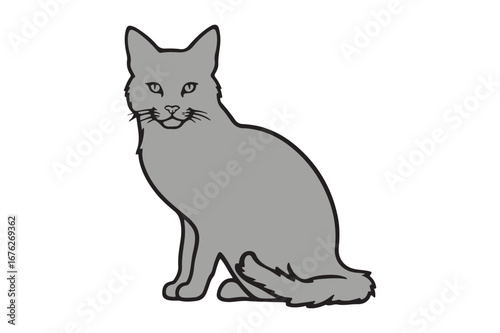 Simple silhouette of a seated gray cat