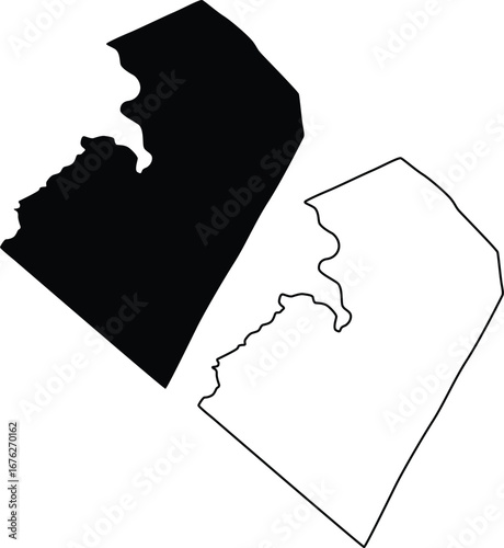 Map of Summers County West Virginia USA Silhouette Flat and Outline Design