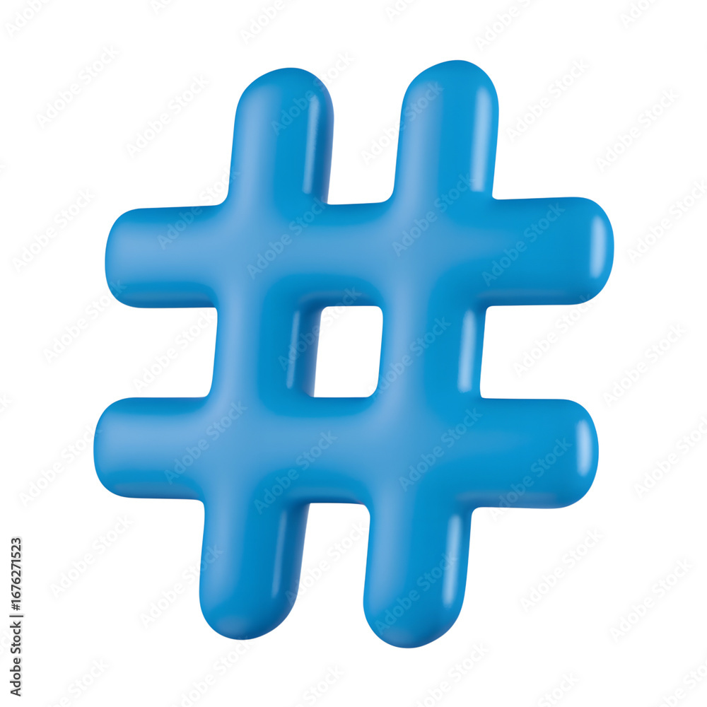 Obraz premium 3d render of hashtag icon.