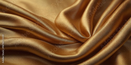 Cloth or fabric soft wavy texture background. golden silk background.	