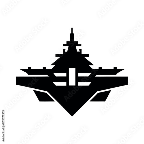 Aircraft Carrier Black Silhouette Vector