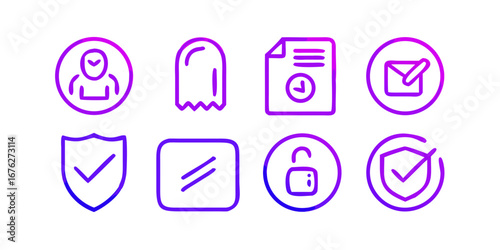 Vector art of set of purple line design icons