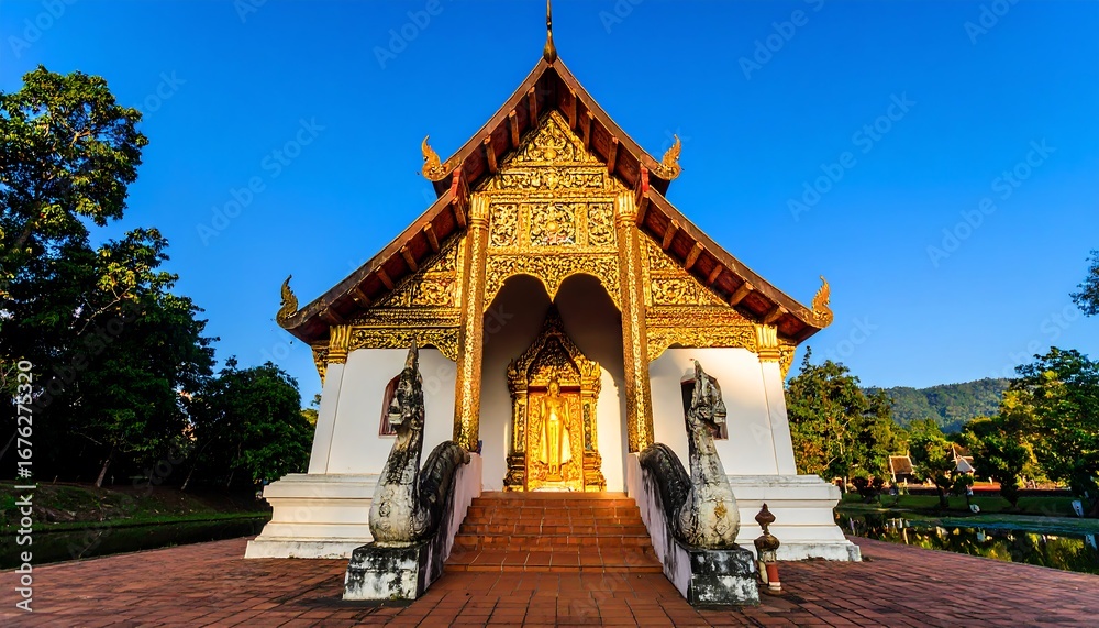 Naklejka premium Ancient temple facade, sunrise