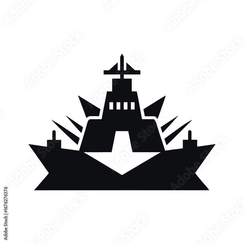 Destroyer Warship Black Silhouette Vector