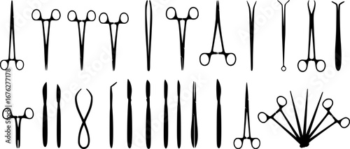 Surgical instruments silhouette, Surgical forceps silhouette, Surgeon instruments silhouettes, Medical forceps silhouette, Surgical instruments svg, Surgical forceps svg, Surgeon instruments svg