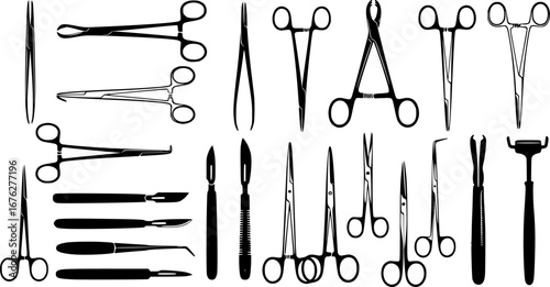 Surgical instruments silhouette, Surgical forceps silhouette, Surgeon instruments silhouettes, Medical forceps silhouette, Surgical instruments svg, Surgical forceps svg, Surgeon instruments svg