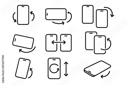 Smartphone rotation and orientation icons: guide to screen movements and device gestures