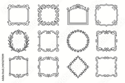 Elegant ornamental frames collection with intricate decorative borders