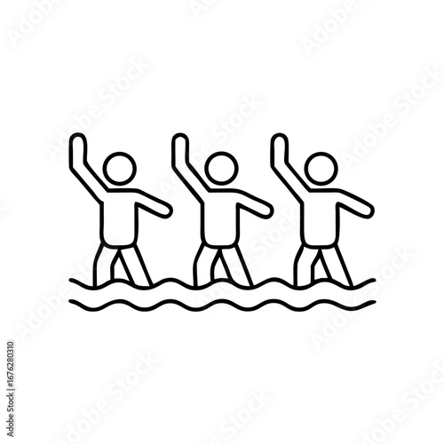 Water aerobics icon set in minimalist style on transparent background