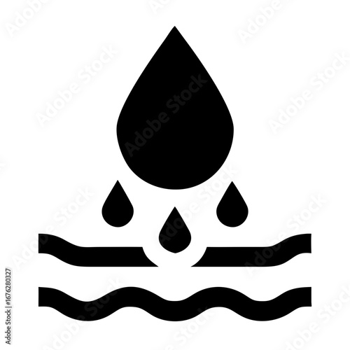 Water droplet icon set in minimalist style on transparent background