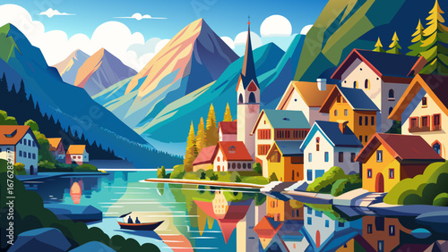 Hallstatt, Austria
Colorful alpine houses rest along a shimmering lake, framed by towering mountains, reflecting timeless charm and a peaceful village atmosphere admired for centuries.