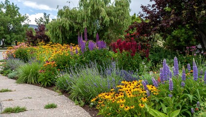 Vibrant flowerbed borders
