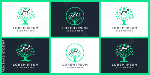 Tech tree arrow business logo set