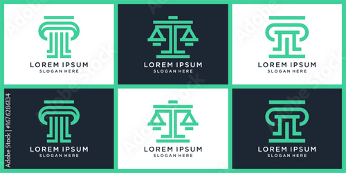 Law justice logo design set