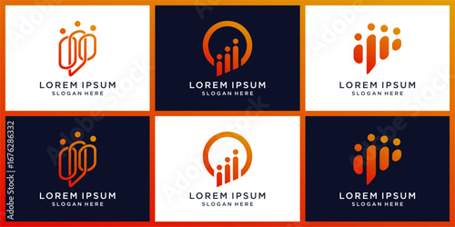 Communication group logo design set