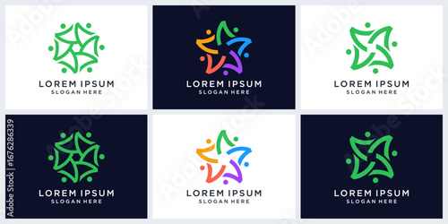 Social people logo design set