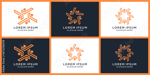 Success teamwork logo design set