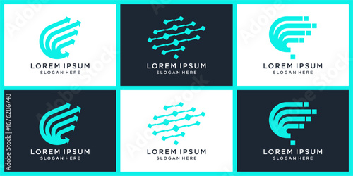 Data mind logo design set