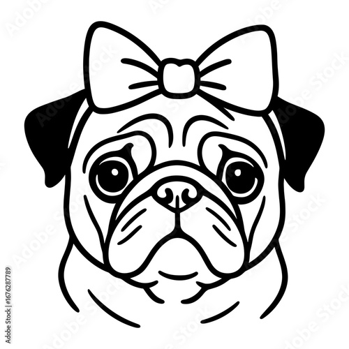 Pug with Bow