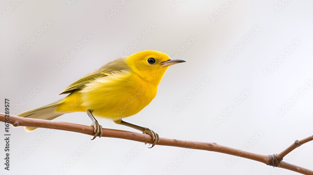 Fototapeta premium A gorgeous prothonotary warbler (Protonotaria citrea) migrating through my region of southwest Florida. Handsome little yellow bird!