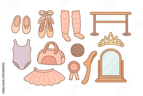 Ballet flat icon set. dance, performance elements in a stylish flat design