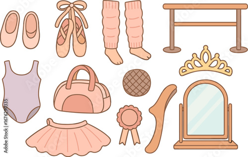 Ballet icon set: dance, performance outline icons for elegant design projects