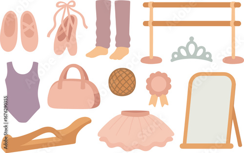 Ballet, dance flat icon set. ballerina, performance icons flat collection