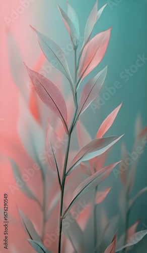 Brightly Colored Leaves Against a Soft Background in a Natural Setting During...
