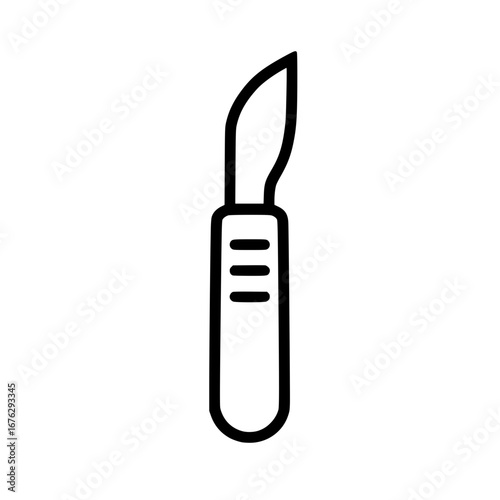 Isolated black outline scalpel icon for medical design
