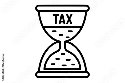 Tax deadline hourglass outline icon isolated
