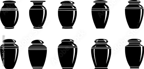 Funeral cremation urns silhouette, Urns silhouette, Funeral cremation urns svg, Urns svg, Funeral cremation urns vector set.