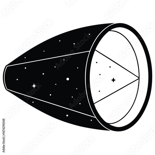 telescope lens showing galaxies crystal style