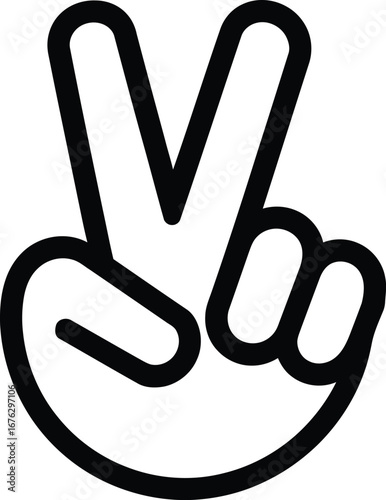 Black peace symbol hand gesture victory sign two fingers