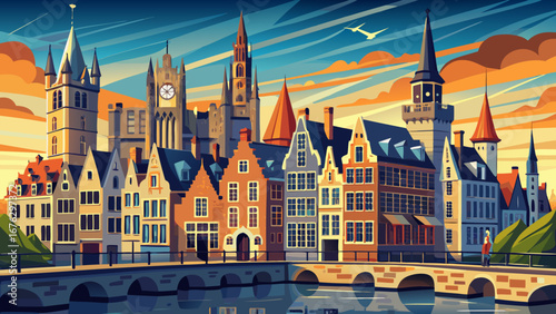 Ghent, Belgium
Gothic towers dominate the skyline above lively canals, where medieval guildhalls display Flemish craftsmanship and the enduring spirit of a historic trading city.