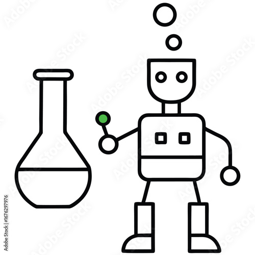 chemistry lab robot mixing colorful solutions