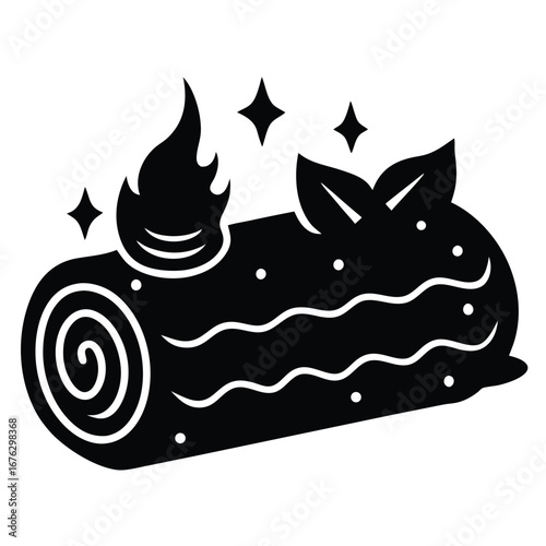 yule log cake silhouette vector icon