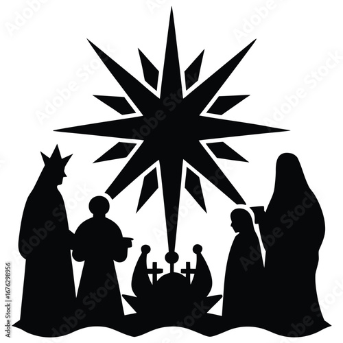 bethlehem star nativity silhouette vector icon
