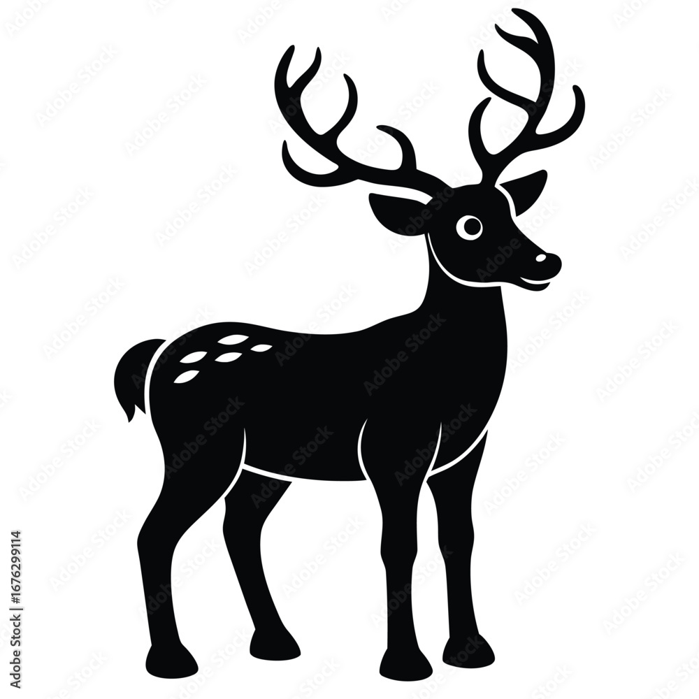 Fototapeta premium cartoon reindeer silhouette vector icon