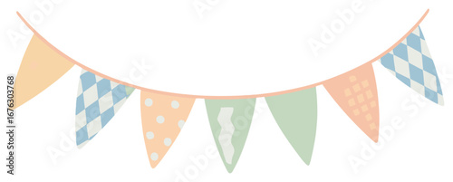 Party decoration flat icon set. featuring bunting, flags, pennants, garlands, and banners