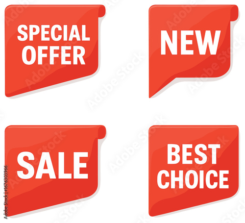 Shopping promotion 3d icon set. featuring special offer, new, sale, best choice tags