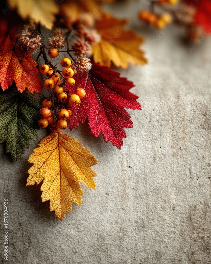 Obraz premium Beautiful autumn frame card design with copy space for text or messaging